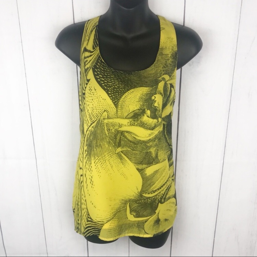 Very J Yellow Tank Top Blouse Top Small Gray
